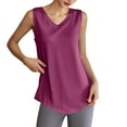 thumbnail image 1 of Women's Fashion Casual V Neck Solid Color Sleeveless Vest Top, 1 of 2