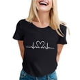thumbnail image 1 of Women's Fashion Casual Valentine's Day Print T-Shirt Round Neck Short Sleeve Outdoor Sports Top Comfortable Breathable Soft Tee, 1 of 2