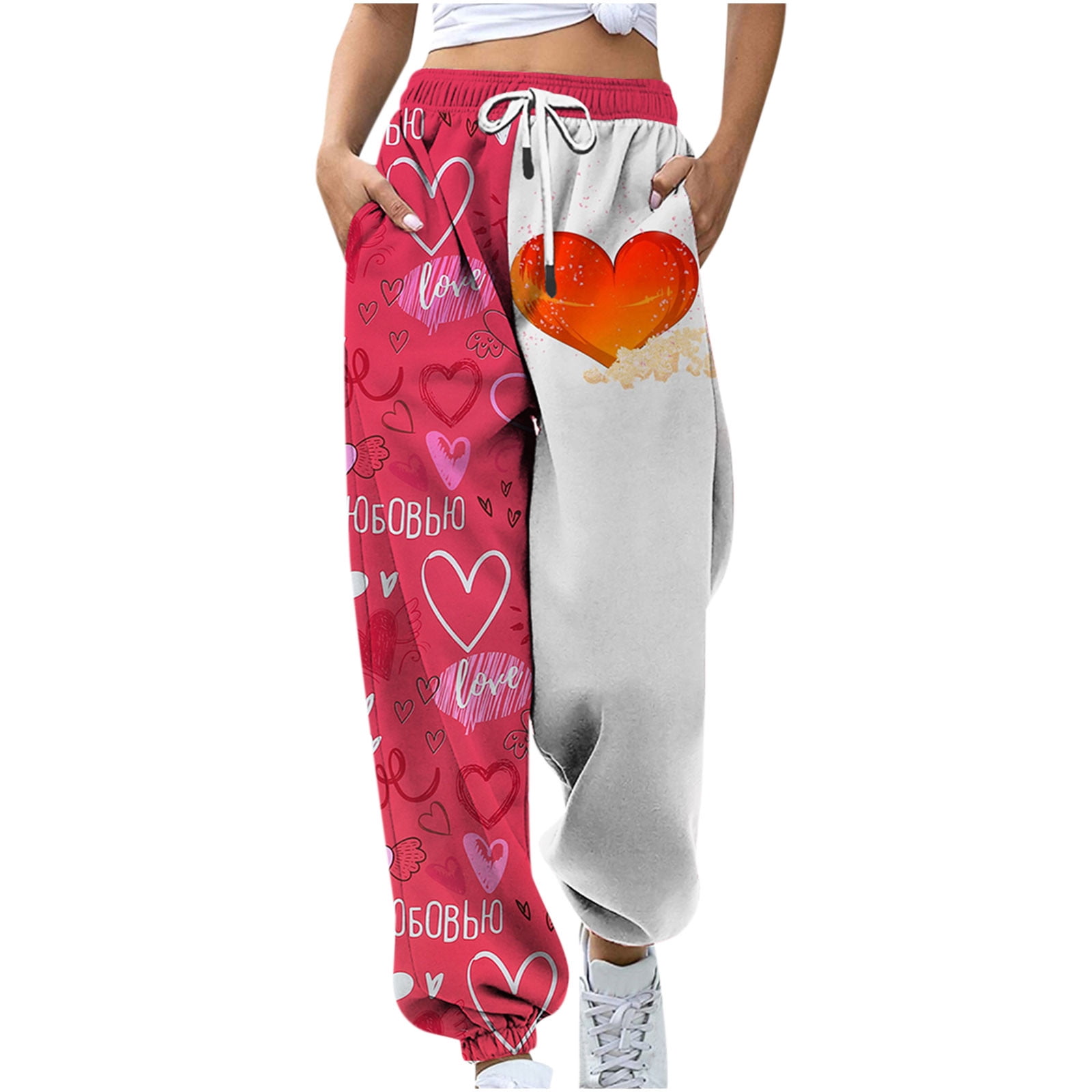 Peace world print elastic waist jogger pants new arrivals