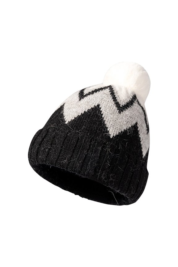 Women's Fashion Casual Wool Ball Woolen Hat Solid Warm Outdoor Knitted Hat