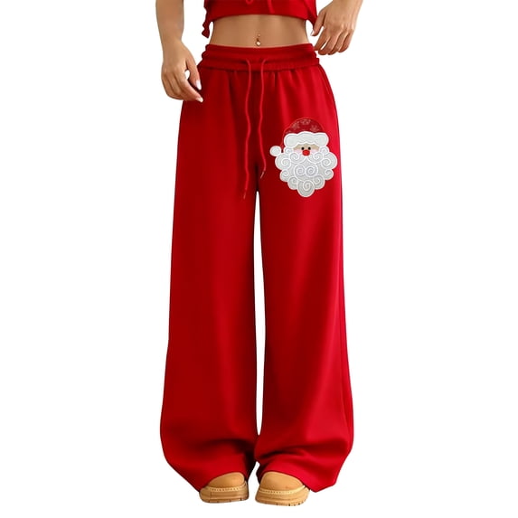 Women's Fashion Christmas Loose Drawstring Waist Solid Color Casual Sweatpants, Comfortable Pants for Sports and Everyday Wear, Soft Material,Saffron,XL