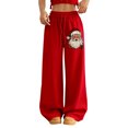 thumbnail image 1 of Women's Fashion Christmas Loose Drawstring Waist Solid Color Casual Sweatpants, Comfortable Pants for Sports and Everyday Wear, Soft Material,Red,L, 1 of 5