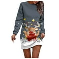 thumbnail image 1 of Women's Fashion Christmas Print Casual Dress Round Neck Long Sleeve Comfortable Winter Party Wear Flowy Elegant Tunic, 1 of 2