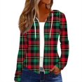 thumbnail image 1 of Women's Fashion Christmas Print Casual Zip-Up Long-Sleeve Hooded Jacket, for Outdoor Activities and Daily Use,Dark Green,M, 1 of 6