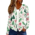 thumbnail image 1 of Women's Fashion Christmas Print Casual Zip-Up Long-Sleeve Hooded Jacket, for Outdoor Activities and Daily Use,Green,XL, 1 of 6