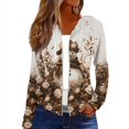 thumbnail image 1 of Women's Fashion Christmas Print Casual Zip-Up Long-Sleeve Hooded Jacket, for Outdoor Activities and Daily Use,Khaki,L, 1 of 6
