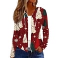 thumbnail image 1 of Women's Fashion Christmas Print Casual Zip-Up Long-Sleeve Hooded Jacket, for Outdoor Activities and Daily Use,Multicolor,M, 1 of 6