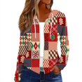 thumbnail image 1 of Women's Fashion Christmas Print Casual Zip-Up Long-Sleeve Hooded Jacket, for Outdoor Activities and Daily Use,Multicolor,S, 1 of 6