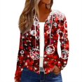 thumbnail image 1 of Women's Fashion Christmas Print Casual Zip-Up Long-Sleeve Hooded Jacket, for Outdoor Activities and Daily Use,Multicolor,S, 1 of 6
