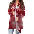 thumbnail image 1 of Women's Fashion Christmas Print Jacket, Long Sleeve Casual Cardigan Coat for Everyday Wear and Comfortable Outfits,Deep Red,XL, 1 of 6