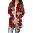 thumbnail image 1 of Women's Fashion Christmas Print Jacket, Long Sleeve Casual Cardigan Coat for Everyday Wear and Comfortable Outfits,Red,XL, 1 of 6