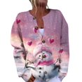 thumbnail image 1 of Women's Fashion Christmas Printed Long Sleeve Knitted Cardigan Button Down Jacket for Holiday Casual Wear and Festive Style,Pink,S, 1 of 7