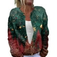 thumbnail image 1 of Women's Fashion Christmas Printed Long Sleeve Knitted Cardigan Button Down Jacket for Holiday Casual Wear and Women's Outerwear with Festive Design,Dark Green,M, 1 of 6
