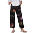 thumbnail image 1 of Women's Fashion Christmas Snowflakes Print Casual Pants with Drawstring Elastic Waist and Pockets, Comfortable Full Length Trousers for Winter Casual Wear,Black,S, 1 of 6