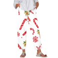 thumbnail image 1 of Women's Fashion Christmas Snowflakes Print Casual Pants with Drawstring Elastic Waist and Pockets, Comfortable Full Length Trousers for Winter Casual Wear,White,XL, 1 of 6
