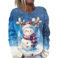 thumbnail image 1 of Women's Fashion Christmas Snowman Printed Long Sleeve Knitted Cardigan, Button Down Jacket for Cozy Holiday Seasonal Sweater Outerwear,Light Blue,S, 1 of 5