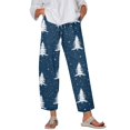 thumbnail image 1 of Women's Fashion Christmas Trees Print Casual Pants with Drawstring Elastic Waist and Pockets, Long Trousers for Festive Occasions and Home Lounging,Blue,5XL, 1 of 6