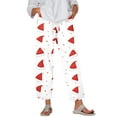 thumbnail image 1 of Women's Fashion Christmas Trees Print Casual Pants with Drawstring Elastic Waist and Pockets, Long Trousers for Festive Occasions and Home Lounging,White,M, 1 of 6