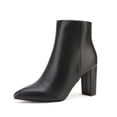 thumbnail image 1 of Women's Fashion Chunky High Heel Ankle Booties Party Dress Shoes SIANNA-1 BLACK/PU Size 10, 1 of 5