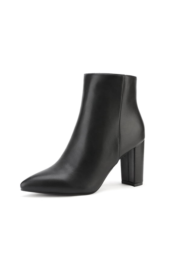Women's Fashion Chunky High Heel Ankle Booties Party Dress Shoes SIANNA-1 BLACK/PU Size 7.5