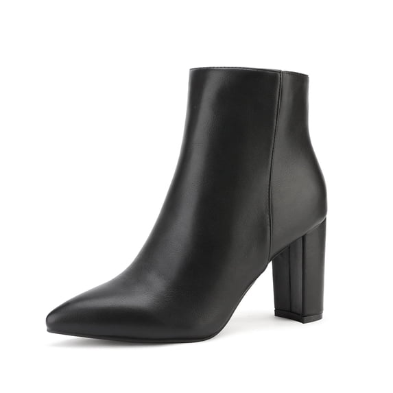 Women's Fashion Chunky High Heel Ankle Booties Party Dress Shoes SIANNA-1 BLACK/PU Size 9.5