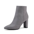 thumbnail image 1 of Women's Fashion Chunky High Heel Ankle Booties Party Dress Shoes SIANNA-1 LIGHT/GREY Size 5, 1 of 5