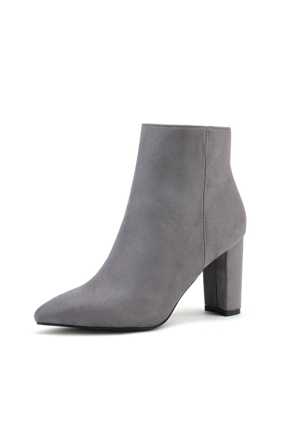 Women's Fashion Chunky High Heel Ankle Booties Party Dress Shoes SIANNA-1 LIGHT/GREY Size 7