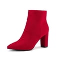 thumbnail image 1 of Women's Fashion Chunky High Heel Ankle Booties Party Dress Shoes SIANNA-1 RED Size 8.5, 1 of 6