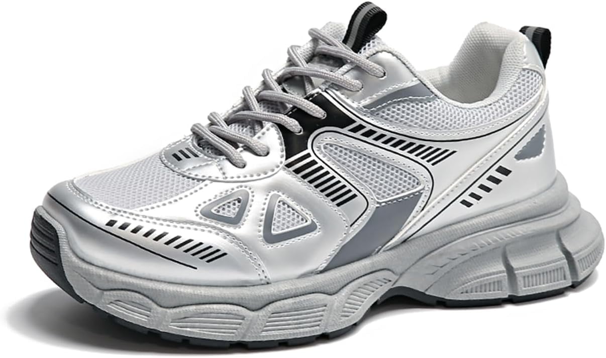 Women's Fashion Chunky Sneakers Comfortable Lightweight Outdoor Lace-Up  Mesh Walking Shoes