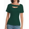 thumbnail image 1 of Women's Fashion Clothes One Piece Cutout Short Sleeve Knit Slim Fitted Tee Tshirts, 1 of 6