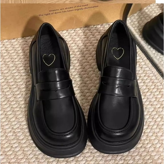 Women's Fashion Comfortable Platform Chunky Loafers & Slip On Casual Penny Loafers Round Toe Padded Business Dress Shoes