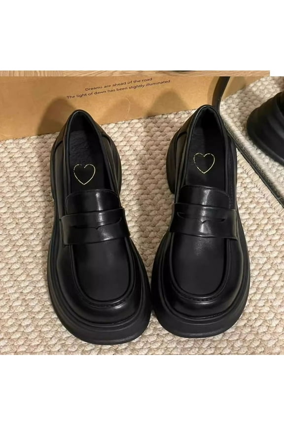 Women's Fashion Comfortable Platform Chunky Loafers & Slip On Casual Penny Loafers Round Toe Padded Business Dress Shoes