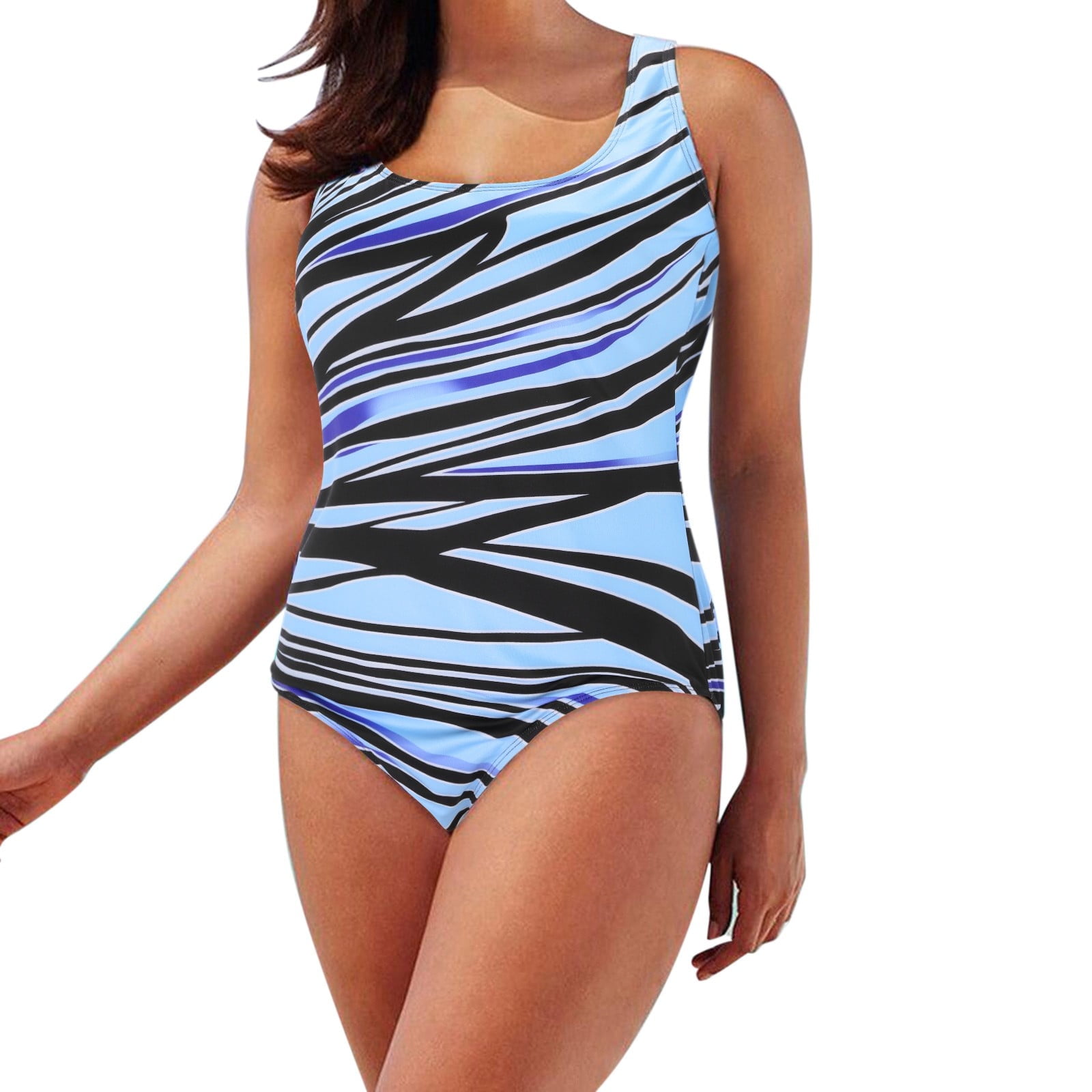 Women's Fashion Conservative Gradient Stripe Large Beachwear Bikini plus Size Swimming Suits for Women 3x Swimming Suits for Women Two Pieces Bathing Suit Dress for plus Size Women Underwire Bathing
