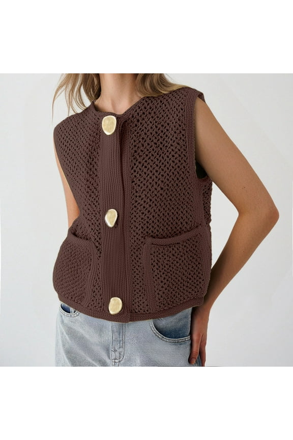 Women's Fashion Crochet Lace Up Vest With Hollow Out Design Cardigans for Women Summer Women plus Sweaters Deep Cardigan Sweater Dresses for Women Open Long Cardigans for Women Sweater Cardigan Women