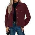 thumbnail image 1 of Women's Fashion Cropped Shacket Button Down Corduroy Crop Jacket Red S, 1 of 4