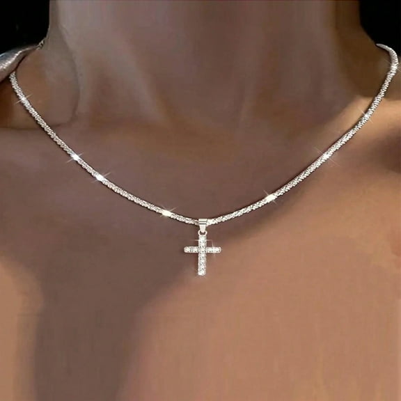Women's Fashion Cross Pendant Necklace Shiny