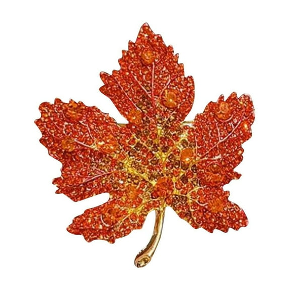 Womenâs Fashion Brooch - Vintage Maple Leaf Flower Pin with Orange Red Yellow Rhinestones, Alloy Micro Pave Autumn Party Wedding Jewelry Gift