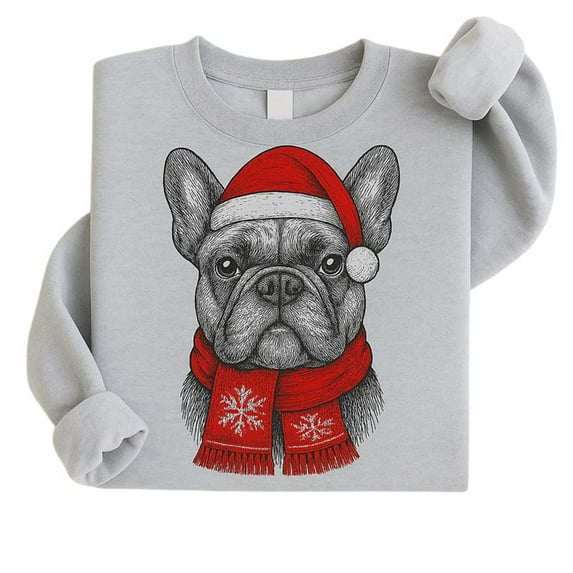Women's Fashion Cute Dog Personality Print Casual Pullover Sweatshirt for Christmas T-Shirts and Sweatshirts, Long-Sleeved Comfortable Wear,Khaki,L