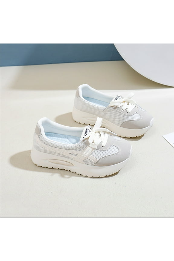Women's Fashion Dad Sneakers - Comfortable and Breathable Trainers with Shallow Mouth -Height Increasing Platform - Summer