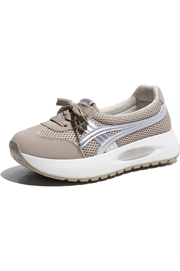 Women's Fashion Dad Sneakers - Comfortable and Breathable Trainers with Shallow Mouth -Height Increasing Platform - Summer