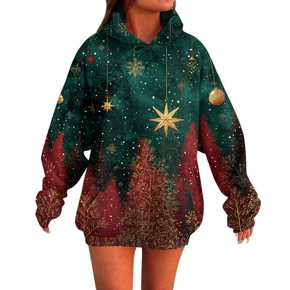 Women's Fashion Daily Versatile Casual Long Sleeve Printed Hooded Sweatshirt Top for Comfortable and Stylish Wear