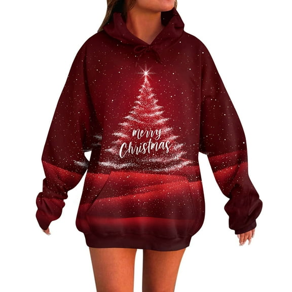 Women's Fashion Daily Versatile Casual Long Sleeve Printed Hooded Sweatshirt Top for Comfortable and Stylish Wear