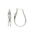 thumbnail image 1 of Women's Fashion Dangling Hoop Earrings Made In Korea, 20mm, Smooth Double Oval Silver-Tone, 1 of 1