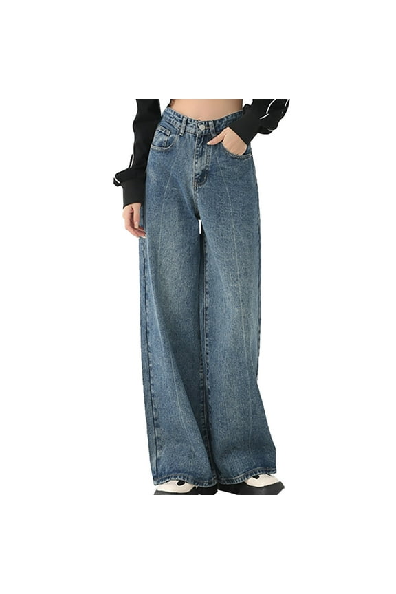 Women's Fashion Denim High Waisted Skinny Jeans Slim Straight Leg Trousers Stylish Wide Leg Pants Corduroys Women Control Too Pants Designer Wide Leg Pants for Women Denim Boot Cut Jean Pants Women