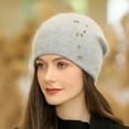 thumbnail image 1 of Women's Fashion Double Layer Knit Pullover Cap, Thermal Lined Slouchy Beanie for Winter, Windproof Cold Weather Hat for Travel Outdoor and Daily Wear - Grey, 1 of 1