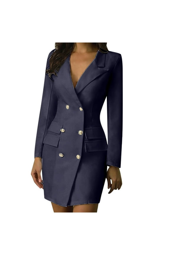 Women's Fashion Double Slim Trench Coat Solid Color Jacket Long Dress Features plus Size 3x Maxi Dress plus Size Wrap Dresses for Women 3x plus Size Fall Dresses 3xl Dress for Women Dresses for Women