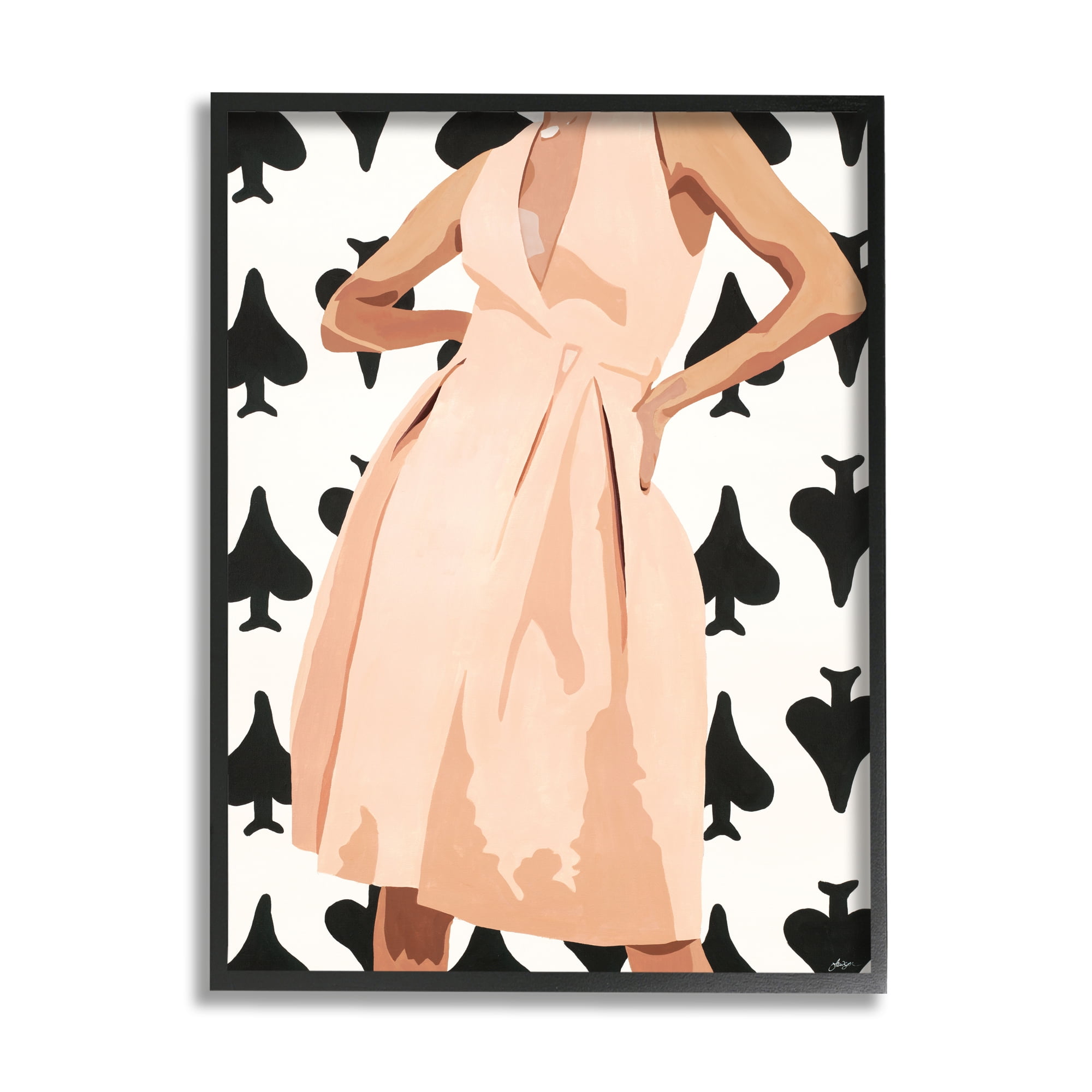 Stupell Industries Women's Fashion Dress over Spade Symbol Pattern,24 x 30,Designed by Beth Ann Lawson