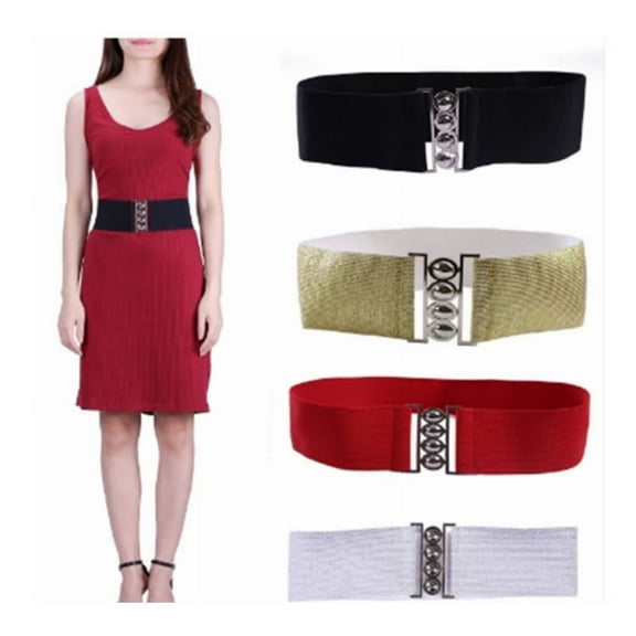 Women's Fashion Elastic Cinch Belt 3 Wide Stretch Waist Band Clasp Buckle