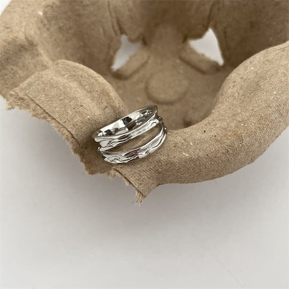 Women Adjustable Fashion Ring Elegant Personalized Geometric Copper Ring With 14K Gold Plating Textured Finish