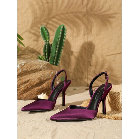 Women's Fashion Elegant Satin Pointed-Toe Stiletto Heels, Comfortable Simple and Versatile Thin High Heels